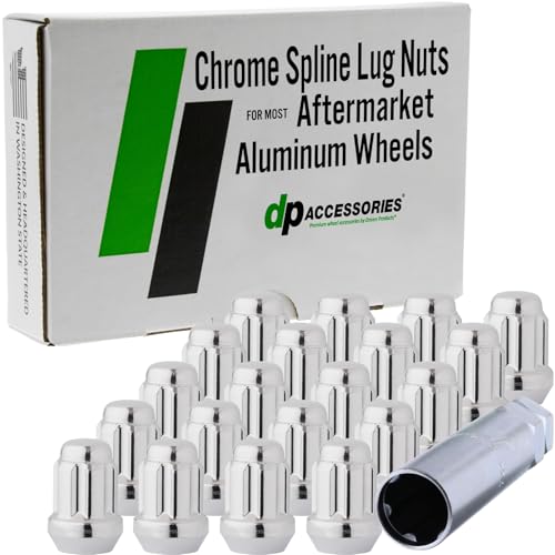 DPAccessories Chrome M14x1.50 Lug Nuts for Aftermarket Wheels - Closed End Duplex Spline Tuner - 35mm (1.38") Tall - Set of 20 - LCS3N8HC2CH04020 - Image 1