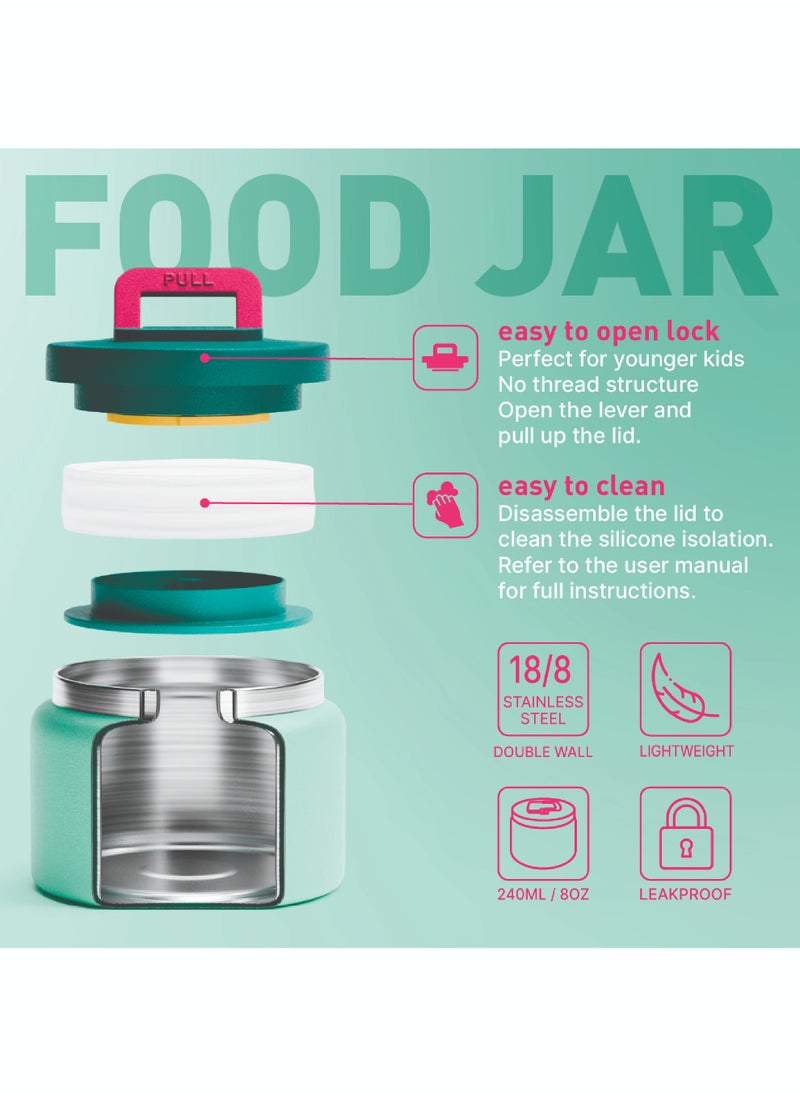BEOLA Lunch Box for Kids with Food Jar Inside, Multi Compartment Bento Lunch Box with 240ml Food Thermos and Ice Pack, Tiffin Box for Kids with Insulated Steel Jar, Lightweight BPA free(Ever Blooming)  - Image 5