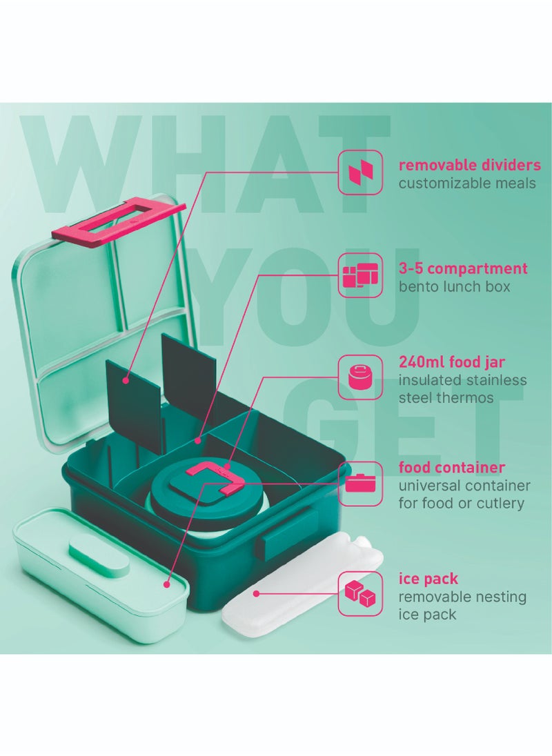 BEOLA Lunch Box for Kids with Food Jar Inside, Multi Compartment Bento Lunch Box with 240ml Food Thermos and Ice Pack, Tiffin Box for Kids with Insulated Steel Jar, Lightweight BPA free(Ever Blooming)  - Image 3