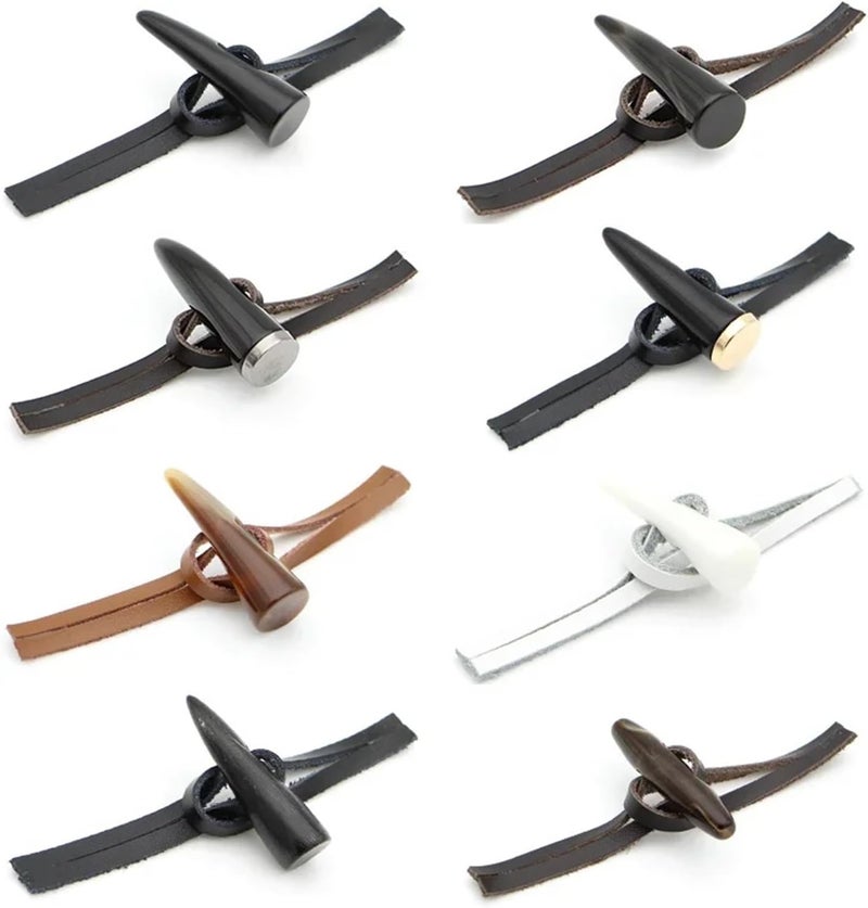 14 Pcs Leather Horn Toggle Closure Buttons Jacket Duffle Coat Shawl Fasteners Resin Button Clothes Sewing DIY Craft Accessories(ColorL) - Image 1