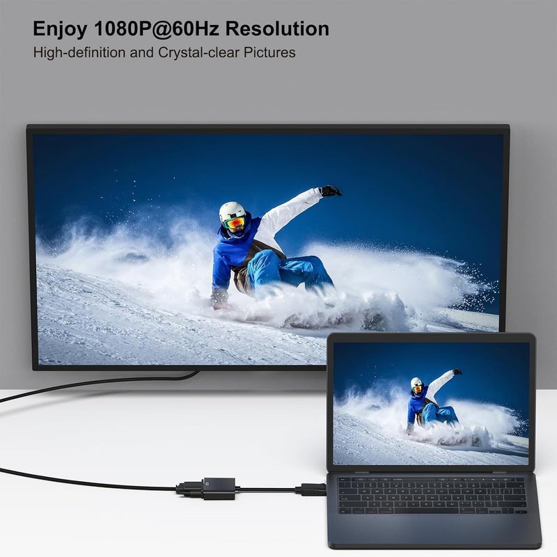 Tobo DP to VGA Adapter, DisplayPort to VGA Adapter Converter Male to Female Gold Plated Connector 1080p for DELL/HP/Lenovo/Asus/Chromebox - TD-260TC - Image 5