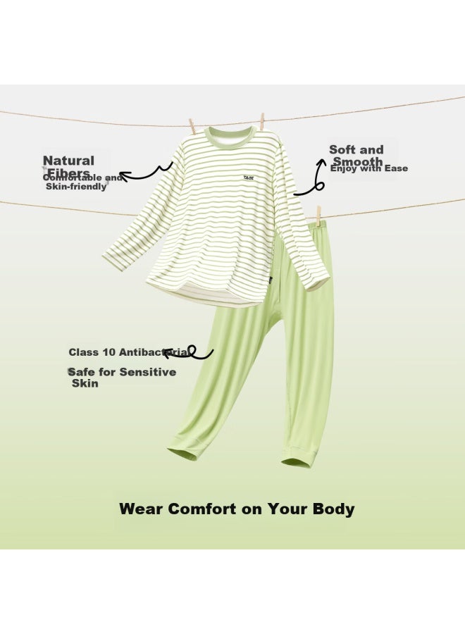 TABE Little Tony Chubby Boys Autumn Long Johns Set Spring And Autumn Children's Skin-friendly Underwear Youth Base Layer Pajamas 10a Antibacterial - Image 1