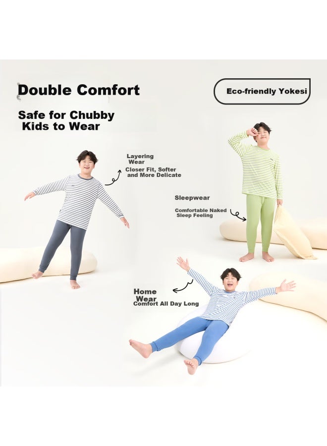 TABE Little Tony Chubby Boys Autumn Long Johns Set Spring And Autumn Children's Skin-friendly Underwear Youth Base Layer Pajamas 10a Antibacterial - Image 2