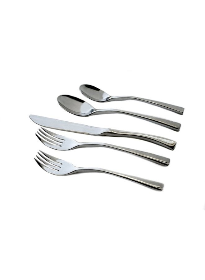 Knork Chrome Curve Flatware Set, 20 Piece, Service for 4, Silverware, Gloss Silver - Image 1