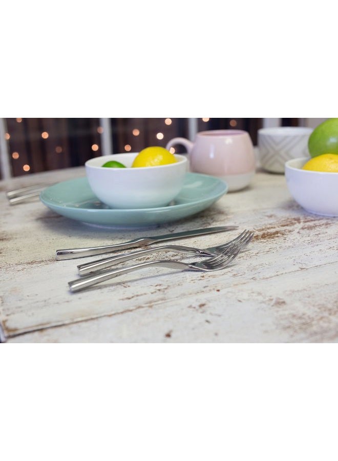 Knork Chrome Curve Flatware Set, 20 Piece, Service for 4, Silverware, Gloss Silver - Image 3