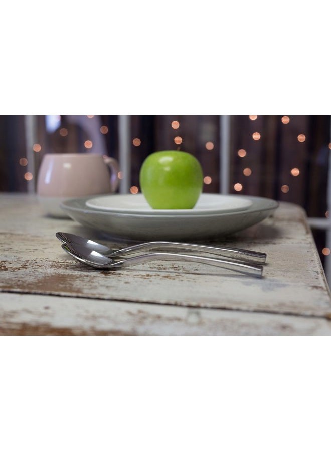 Knork Chrome Curve Flatware Set, 20 Piece, Service for 4, Silverware, Gloss Silver - Image 4