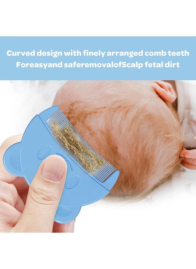 ZVEV 3 Pcs Baby Cradle Cap Comb,Soft No Damage to Scalp Baby Hair Comb,Ergonomic Easy-Clean Baby Comb,Cute Bear-Shaped Baby Cradle Cap Brush,for Newborn Baby Hair Groomingï¼Blue/Green/Pinkï¼ - Image 2