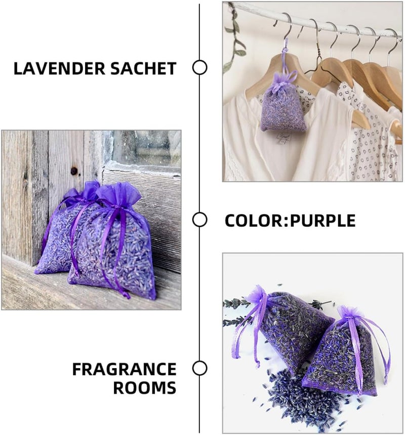 10pcs Dried Lavender Sachets Hanging Fragrant Sachet Bags for Car and Closet Air Freshener with Natural Lavender Buds Scent Pouch for Home and Wardrobe Use - Image 3