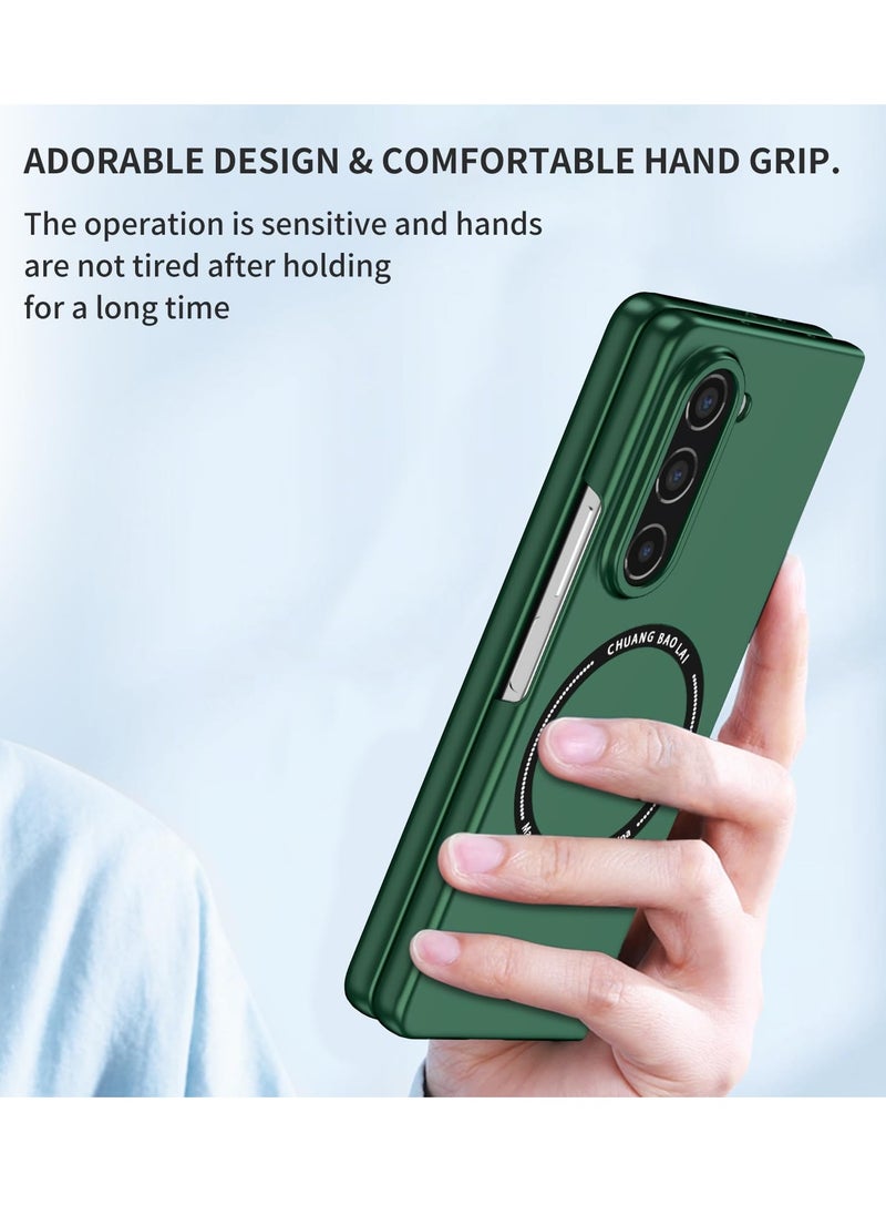 Generic - Rugged Shockproof Case for Samsung Galaxy Z Fold 5 , Compatible with MagSafe Wireless Charger, Ultra Protective Cover in Green - Image 1