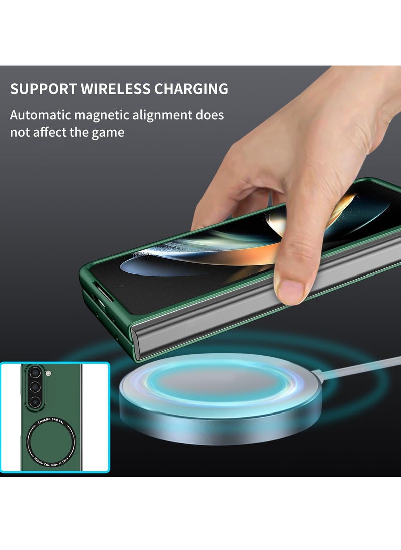Generic - Rugged Shockproof Case for Samsung Galaxy Z Fold 5 , Compatible with MagSafe Wireless Charger, Ultra Protective Cover in Green - Image 1