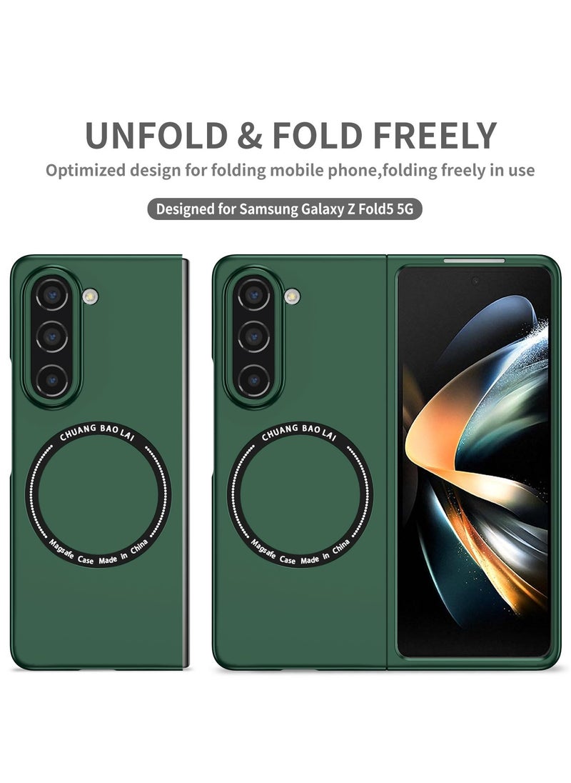 Generic - Rugged Shockproof Case for Samsung Galaxy Z Fold 5 , Compatible with MagSafe Wireless Charger, Ultra Protective Cover in Green - Image 1