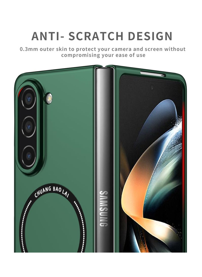Generic - Rugged Shockproof Case for Samsung Galaxy Z Fold 5 , Compatible with MagSafe Wireless Charger, Ultra Protective Cover in Green - Image 1