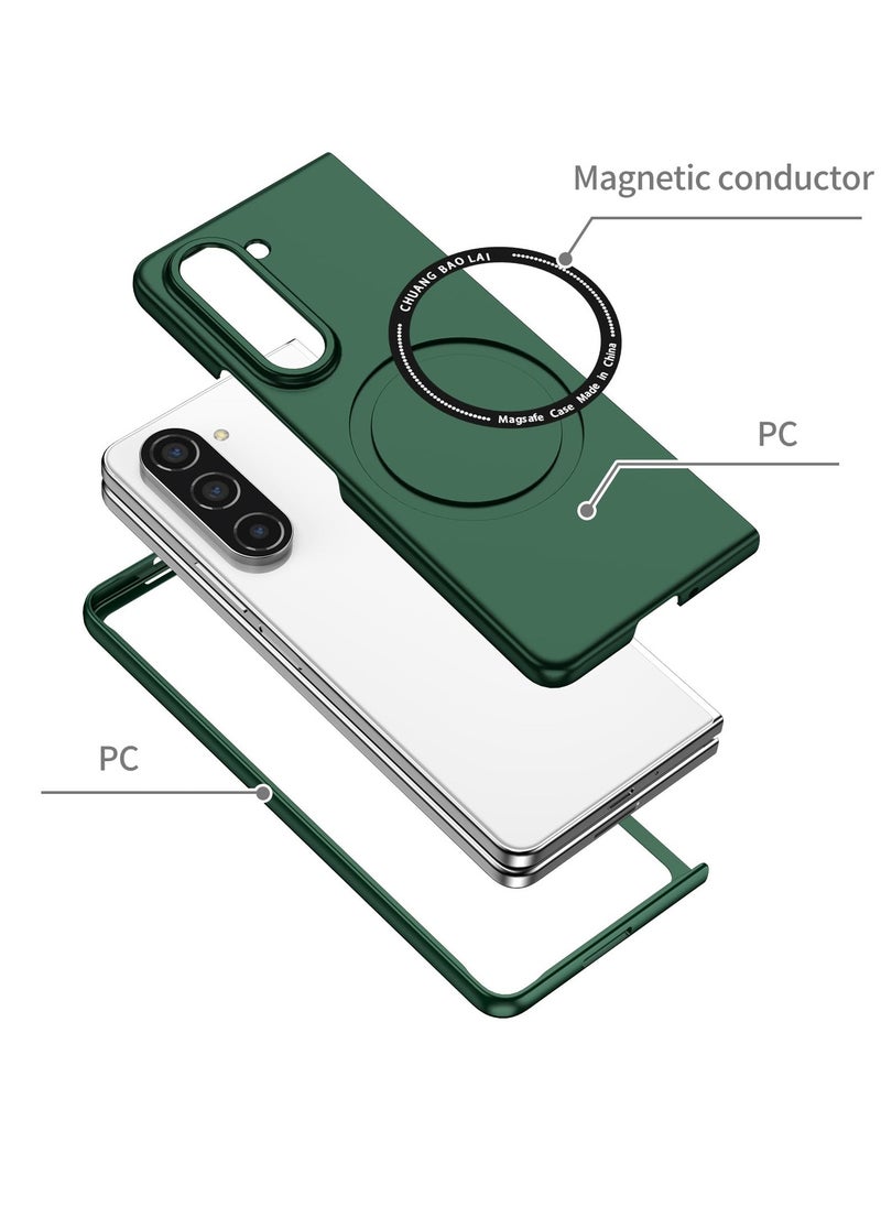 Generic - Rugged Shockproof Case for Samsung Galaxy Z Fold 5 , Compatible with MagSafe Wireless Charger, Ultra Protective Cover in Green - Image 1
