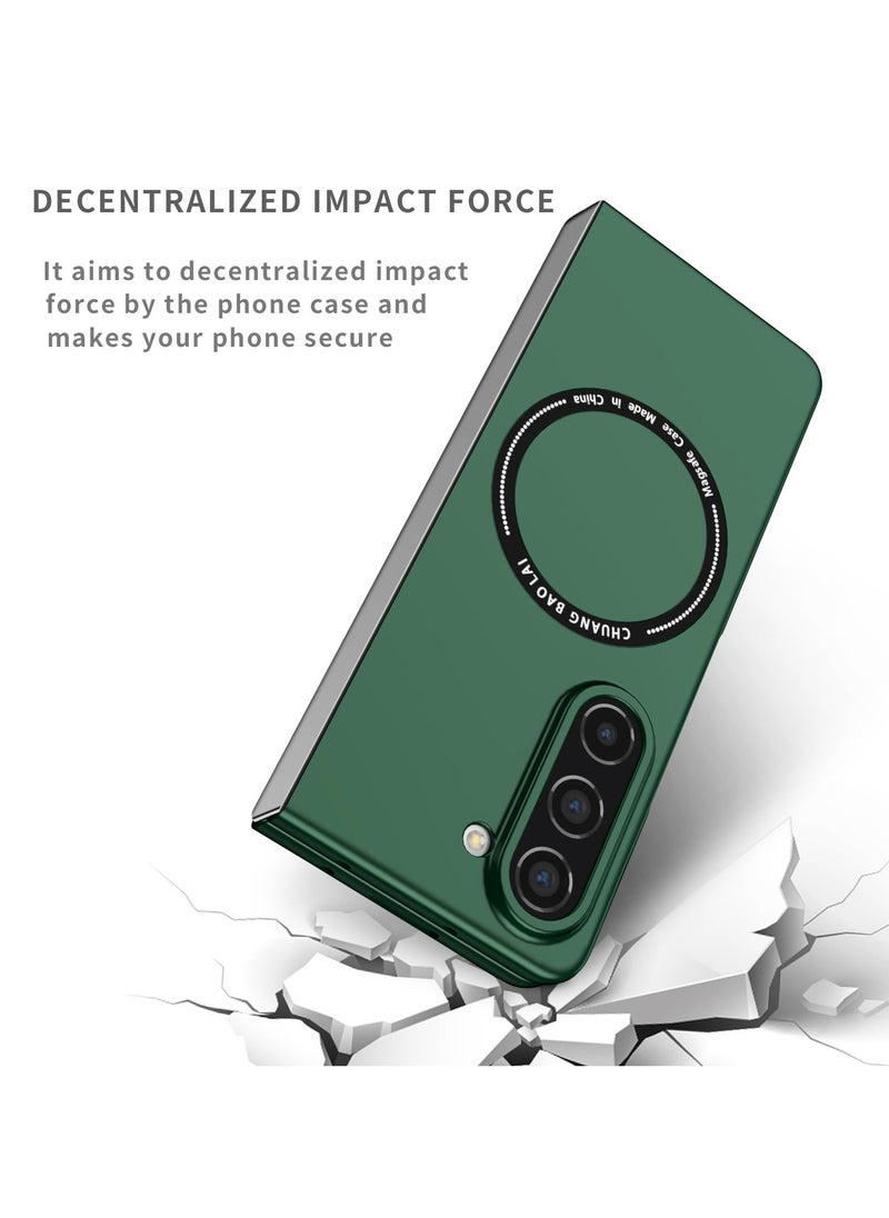 Generic - Rugged Shockproof Case for Samsung Galaxy Z Fold 5 , Compatible with MagSafe Wireless Charger, Ultra Protective Cover in Green - Image 1