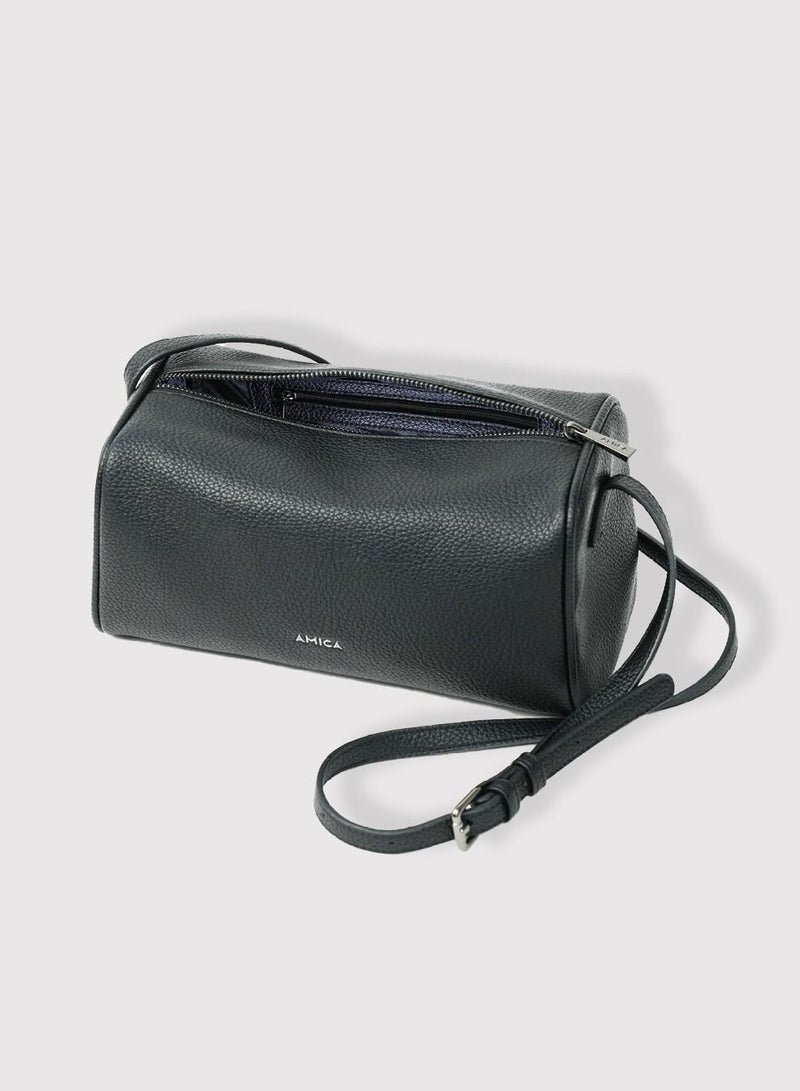 AMICA Veronica Barrel Crossbody Bag for Women - Black - Image 3