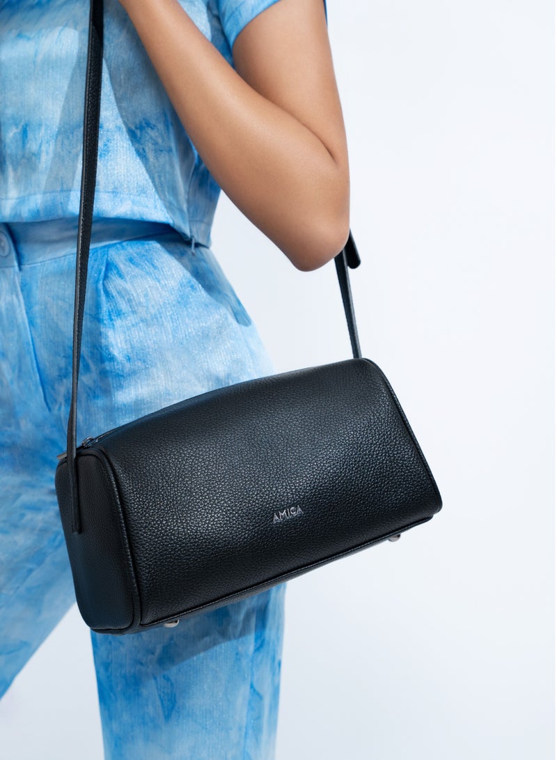 AMICA Veronica Barrel Crossbody Bag for Women - Black - Image 5
