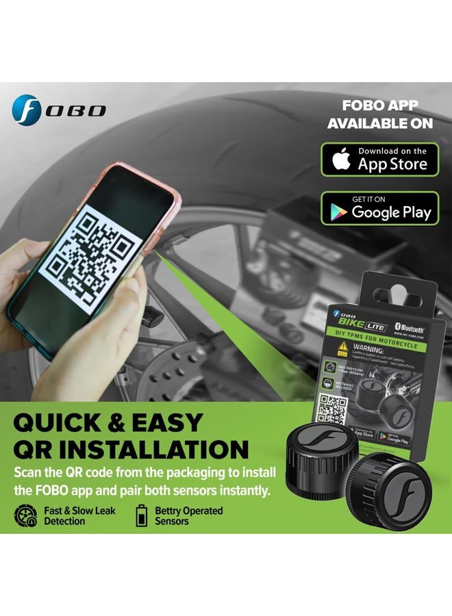 FOBO Bike LITE TPMS - Wireless Tire Pressure Monitoring System with Bluetooth 5.0 | Real-Time Tire Pressure Sensor | Simpler QR Installation on TPMS APP | Compatible with iOS & Android - Image 3