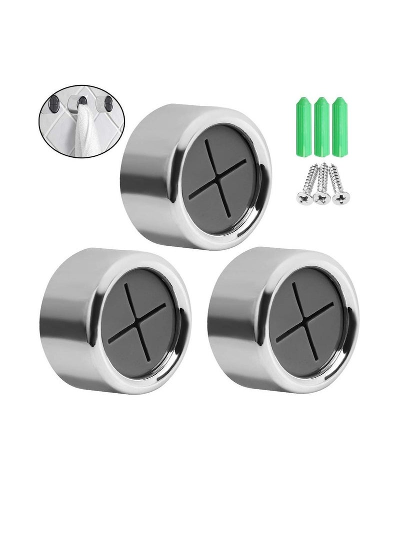 Self-Adhesive Kitchen Towel Holder Hooks Round Wall Mount Hook Hand for Bathroom, and Home, No Drilling 3 Pieces