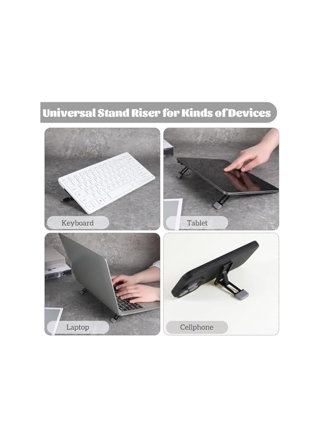 Green Tiger 2 Pcs Portable Keyboard Riser, Three Tilt Angle Adjustable Foldable Invisible Laptop Riser, Zinc Alloy Mini Laptop Stand, Self-Adhesive Keyboard Riser Feet for Most Keyboards (Black) - Image 3