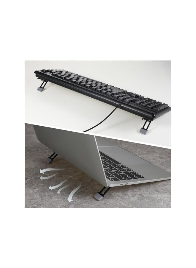 Green Tiger 2 Pcs Portable Keyboard Riser, Three Tilt Angle Adjustable Foldable Invisible Laptop Riser, Zinc Alloy Mini Laptop Stand, Self-Adhesive Keyboard Riser Feet for Most Keyboards (Black) - Image 5