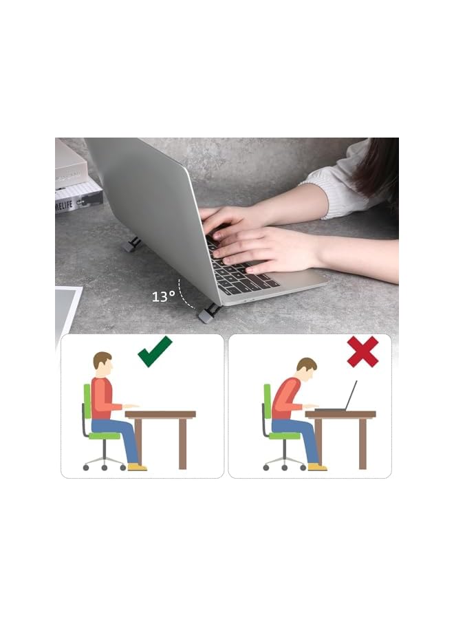 Green Tiger 2 Pcs Portable Keyboard Riser, Three Tilt Angle Adjustable Foldable Invisible Laptop Riser, Zinc Alloy Mini Laptop Stand, Self-Adhesive Keyboard Riser Feet for Most Keyboards (Black) - Image 4