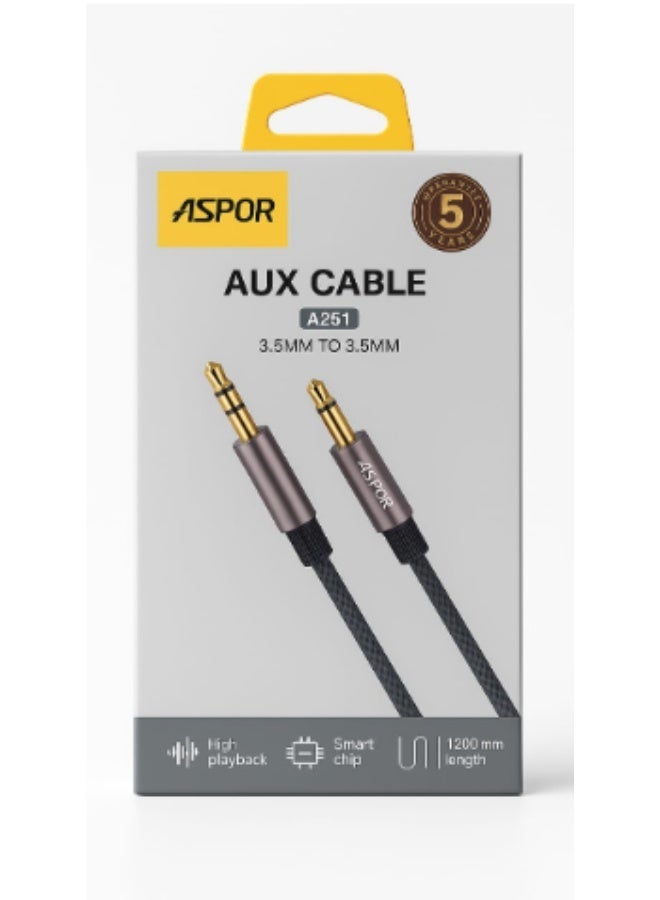 أسبور كيبل صوت ASPOR A251 AUX الذي يجمع بين الجودة العالية والتصميم المتين. - Image 2