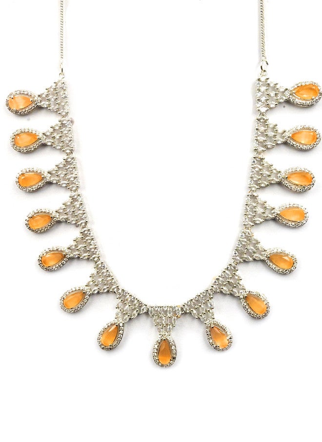 StileAdda Silver-Plated CZ-Studded Necklace and Earrings Set - Image 3