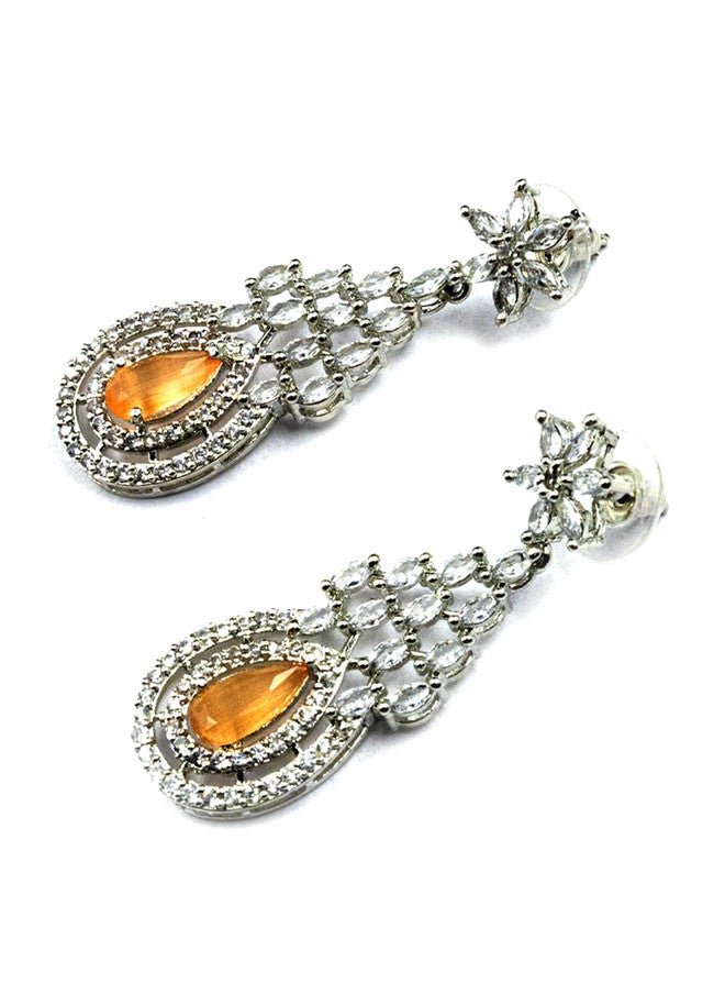 StileAdda Silver-Plated CZ-Studded Necklace and Earrings Set - Image 5