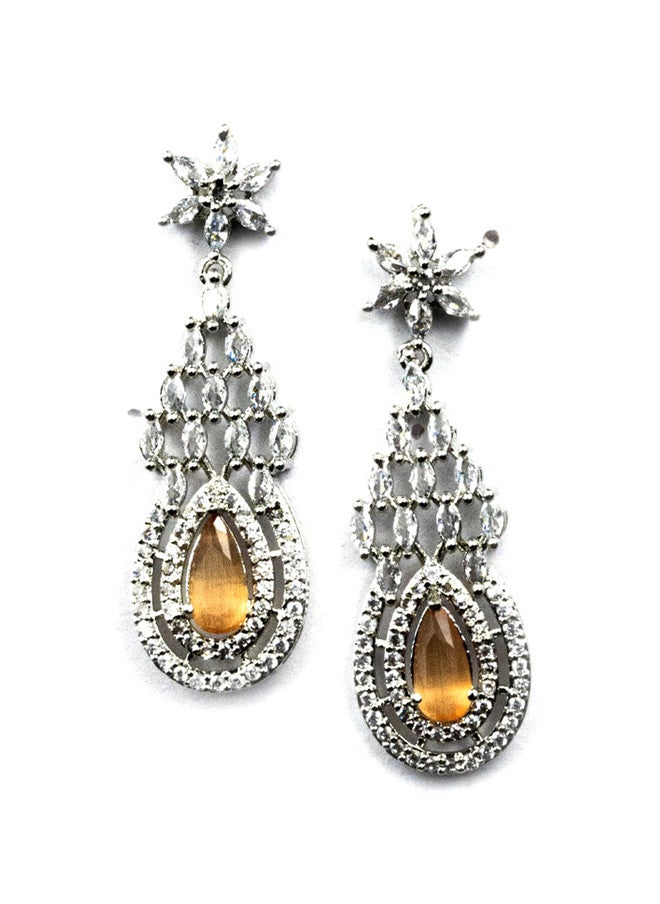 StileAdda Silver-Plated CZ-Studded Necklace and Earrings Set - Image 4