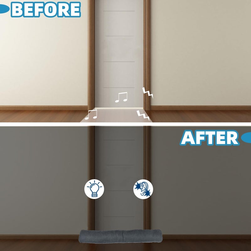 OUTTDID Door Draft Stopper 36 Inches Length x 4 Inches Width, Weighted Under Door Noise Blocker, Heavy Duty Under Door Draft Blocker Bottom Door Seal Noise and Air, Door Guard Saving Energy - Gray - Image 4
