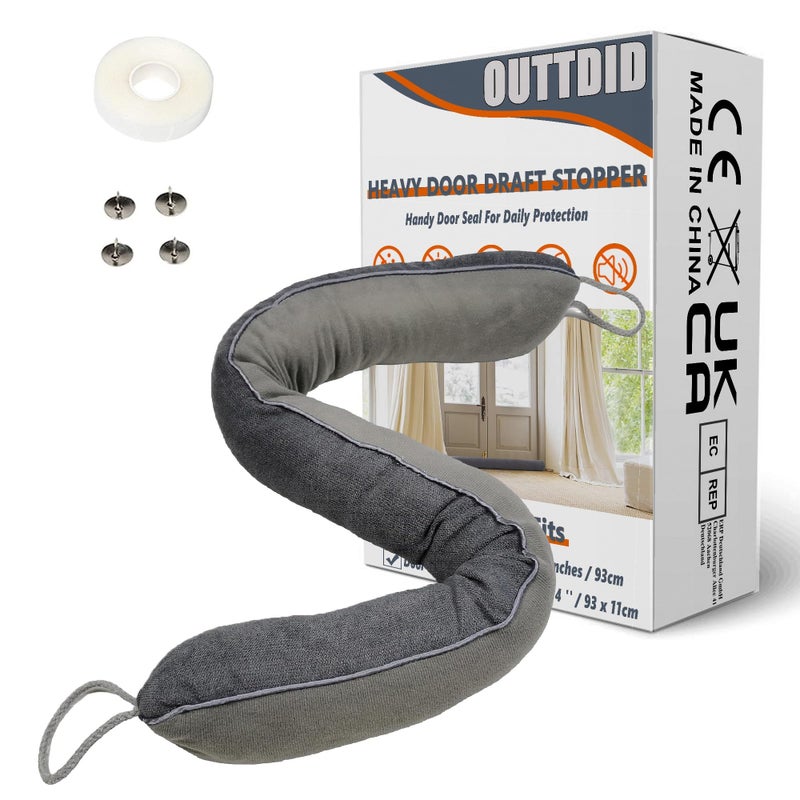 OUTTDID Door Draft Stopper 36 Inches Length x 4 Inches Width, Weighted Under Door Noise Blocker, Heavy Duty Under Door Draft Blocker Bottom Door Seal Noise and Air, Door Guard Saving Energy - Gray - Image 1