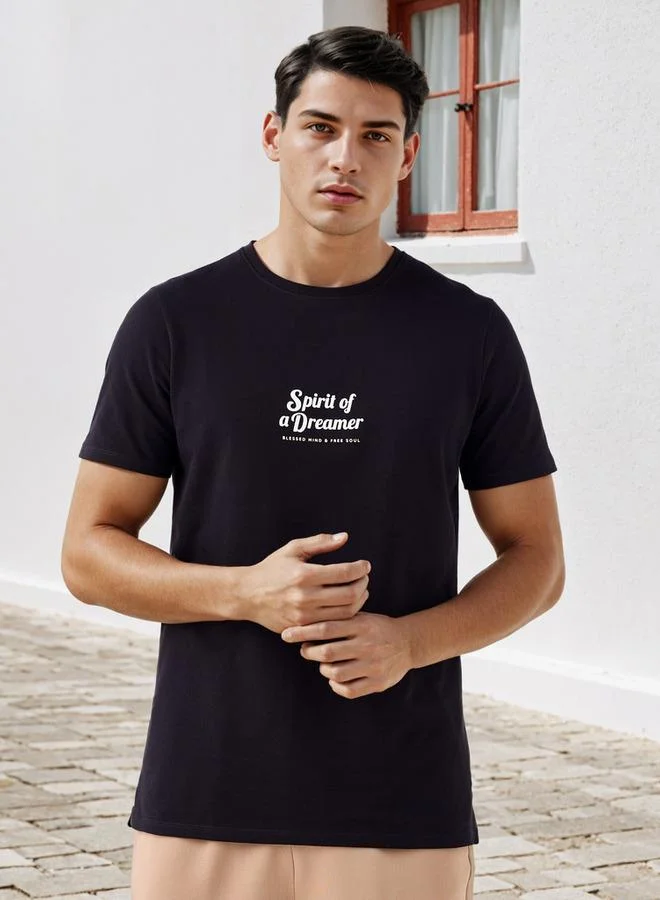 Iconic Iconic Slogan Print Pique T-shirt