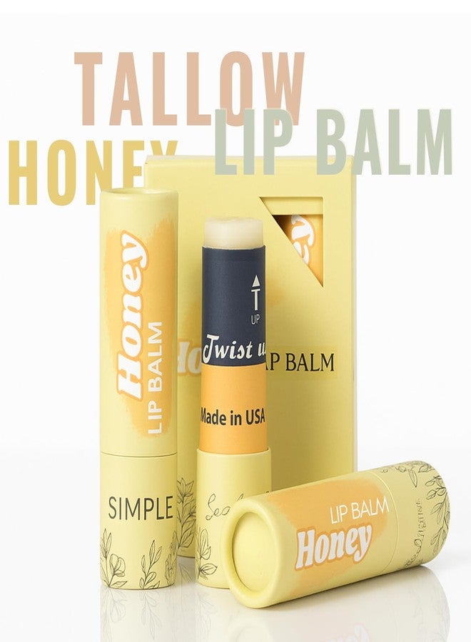 Simple Sophistication Natural Honey Lip Balm - 100%-grassfed Beef Tallow, Organic Raw Honey & Argan Oil - Ultra Moisturizing, Conditioning, No Paraffin, Non Toxic, all Natural - 3 Pack (3x0.15 oz Untinted - Image 3