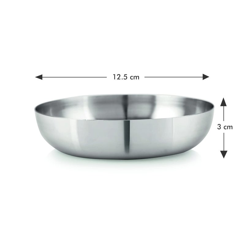 Neelam Stainless Steel 65 18 Gauge JK Small Halwa Plate 125 cm Set of 12 Snacks Plate Dessert Plates Multipurpose Plate for Kitchen Side Dish Quarter Plates Round Shape Silver - Image 4