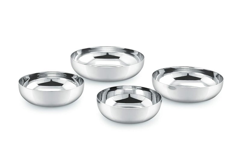 Neelam Stainless Steel 65 18 Gauge JK Small Halwa Plate 125 cm Set of 12 Snacks Plate Dessert Plates Multipurpose Plate for Kitchen Side Dish Quarter Plates Round Shape Silver - Image 1
