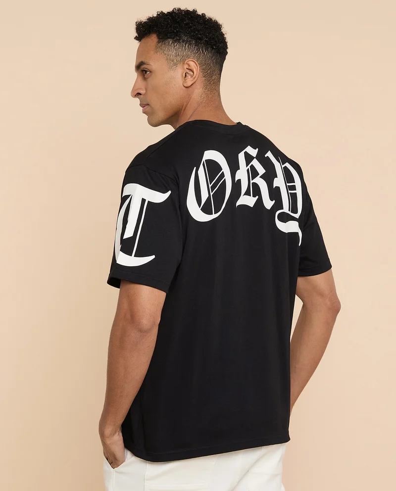 R&b Printed T-Shirt with Crew Neck and Short Sleeves