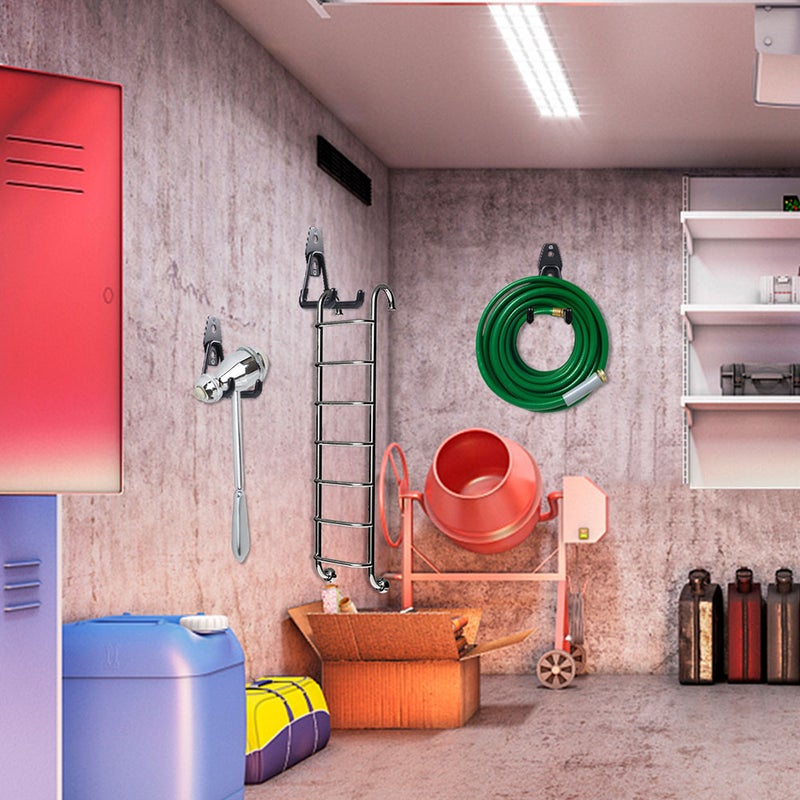 🏠 2 خطاطيف معدنية سوداء للتخزين على الحائط لتنظيم الأدوات في المرآب عدد 2 - Image 4