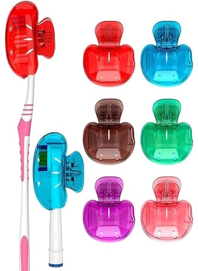 TASMAX Toothbrush Cover case Protector Cap Brush Pod Case Tooth Brush Protective Portable Plastic Clip for Household Travel Bathroom Accessories Set School Toothbrush Cover case [Multicolor ] Pack 6 - Image 1