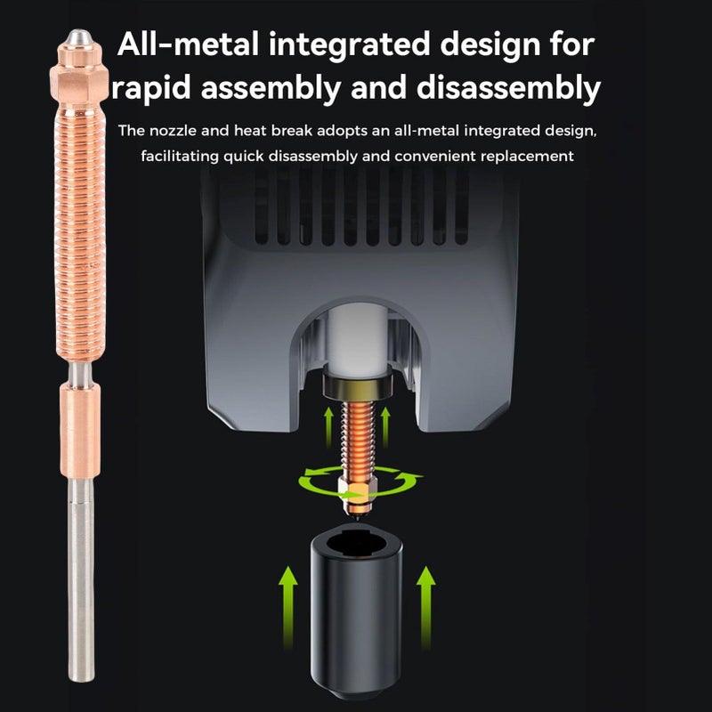 For K2 Plus 3D Printer Nozzle Replacement 0.8mm Quick Swap Bimetallic Integrated Heat Break All Metal Design - Image 3