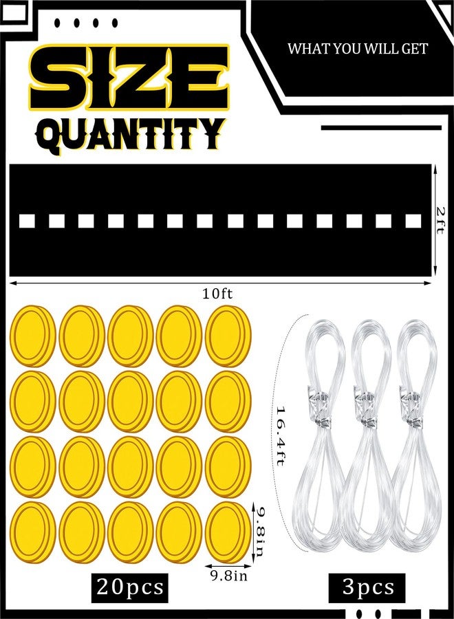 Breling 24 Pcs Super Brothers Party Decoration Include 10 ft Racetrack Mat 9.8 Inch Goldcoin Cartoon Video Game Birthday Party Favor for Game Baby Shower Favor Room Gaming - Image 3