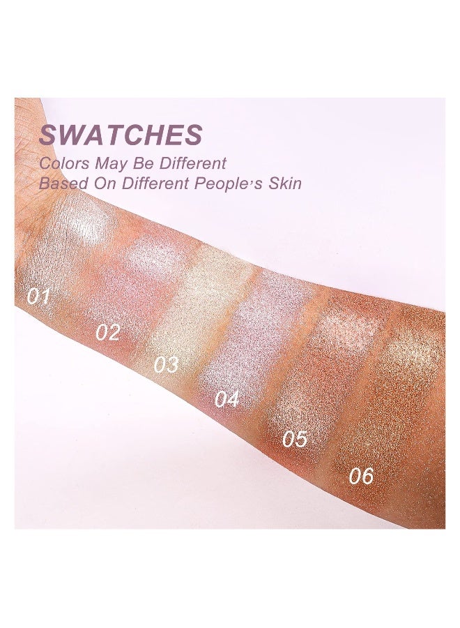 Baked Highlighter Powder Palette, Sheer Pearl Shimmer Shades for Face Highlighter Makeup, Highly Pigmented Illuminating Bronzer Powder Weightless Creamy Texture - Image 2