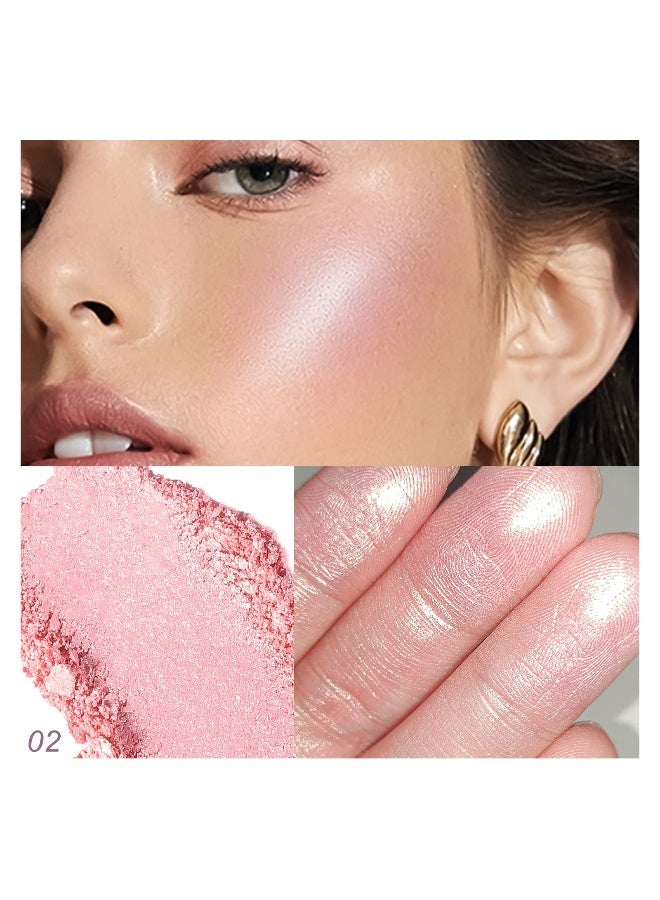 Baked Highlighter Powder Palette, Sheer Pearl Shimmer Shades for Face Highlighter Makeup, Highly Pigmented Illuminating Bronzer Powder Weightless Creamy Texture - Image 4