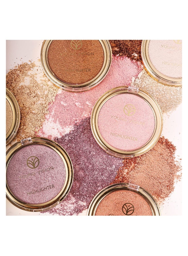 Baked Highlighter Powder Palette, Sheer Pearl Shimmer Shades for Face Highlighter Makeup, Highly Pigmented Illuminating Bronzer Powder Weightless Creamy Texture - Image 5