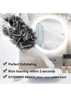 PPHAO BASIC PPHAO - Black Loofah - Bamboo Charcoal Loofah on a Stick - Back Bath Brush Long Handle - Back Loofah for Shower for Men and Women - Loofah Sponge - 1Pack 