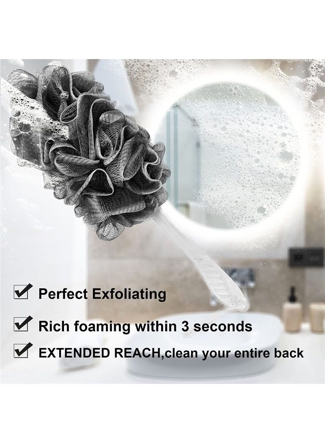 PPHAO - Black Loofah - Bamboo Charcoal Loofah on a Stick - Back Bath Brush Long Handle - Back Loofah for Shower for Men and Women - Loofah Sponge - 1Pack