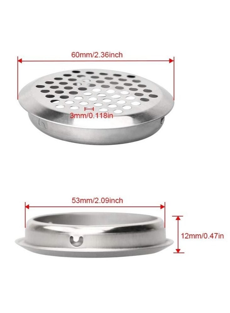 Excefore Stainless Steel Air Vent Hole 20 PCS Ventilation Louver Round Shaped Mesh Hole Louver Round Ventilation Grille for Shoe Cabinets Lockers Wardrobes Wall Air Soffit Vents Ducting Air Outlet Hood - Image 3