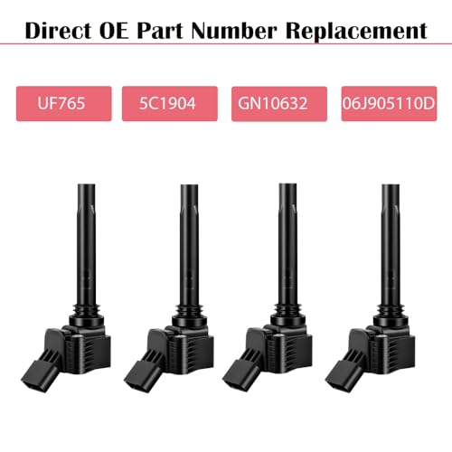 LCWRGS Set of 4 Ignition Coil Pack Fits for 2014 2015 2016 2017 2018 2019 Volkswagen VW Passat Beetle Jetta GTI Golf Audi A3 A4 1.8 2.0 Replaces UF765 GN10632 - Image 3