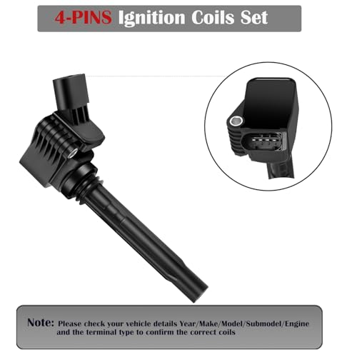 LCWRGS Set of 4 Ignition Coil Pack Fits for 2014 2015 2016 2017 2018 2019 Volkswagen VW Passat Beetle Jetta GTI Golf Audi A3 A4 1.8 2.0 Replaces UF765 GN10632 - Image 4