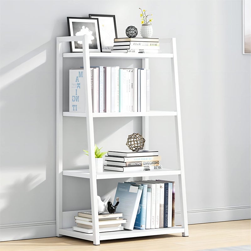 IOTXY 4 Tier Open Bookshelf  Steel and Wood Display Stand 50CM Width FloorStanding Bookcase White
