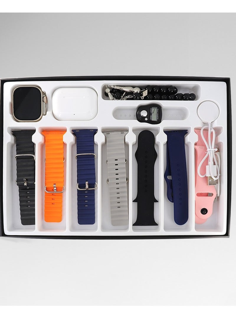 Generic - The smart package, the Ultra Watch, supports wireless charging, supports sports modes and calls, with seven bracelets and an AirPods Pro headset. - Image 1